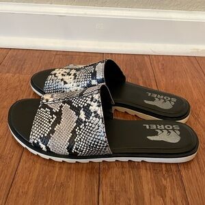 Sorel Women's Black and White Slide Sandals